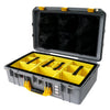 Pelican 1555 Air Case, Silver with Yellow Handle & Latches Yellow Padded Microfiber Dividers with Mesh Lid Organizer ColorCase 015550-0110-180-240