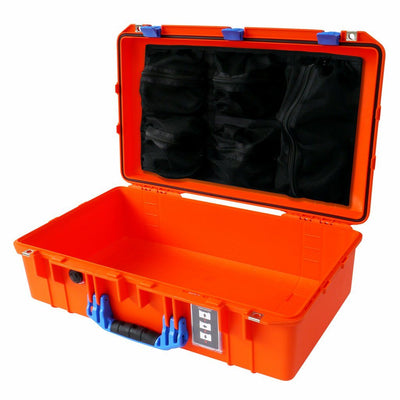 Pelican 1555 Air Case, Orange with Blue Handle & Latches Mesh Lid Organizer Only ColorCase 015550-0100-150-120