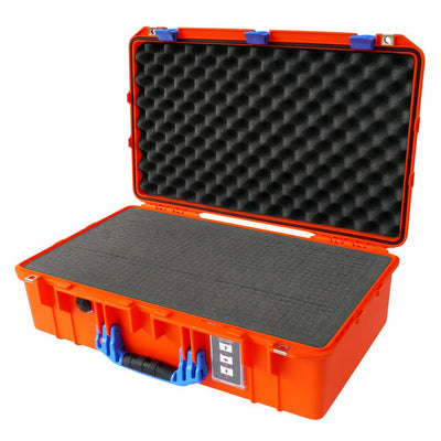 Pelican 1555 Air Case, Orange with Blue Handle & Latches Pick & Pluck Foam with Convolute Lid Foam ColorCase 015550-0001-150-120