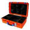 Pelican 1555 Air Case, Orange with Blue Handle & Latches TrekPak Divider System with Mesh Lid Organizer ColorCase 015550-0120-150-120