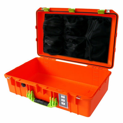 Pelican 1555 Air Case, Orange with Lime Green Handle & Latches Mesh Lid Organizer Only ColorCase 015550-0100-150-300