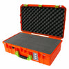 Pelican 1555 Air Case, Orange with Lime Green Handle & Latches Pick & Pluck Foam with Convolute Lid Foam ColorCase 015550-0001-150-300