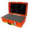 Pelican 1555 Air Case, Orange with Lime Green Handle & Latches Pick & Pluck Foam with Mesh Lid Organizer ColorCase 015550-0101-150-300