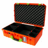 Pelican 1555 Air Case, Orange with Lime Green Handle & Latches TrekPak Divider System with Convolute Lid Foam ColorCase 015550-0020-150-300