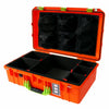 Pelican 1555 Air Case, Orange with Lime Green Handle & Latches TrekPak Divider System with Mesh Lid Organizer ColorCase 015550-0120-150-300