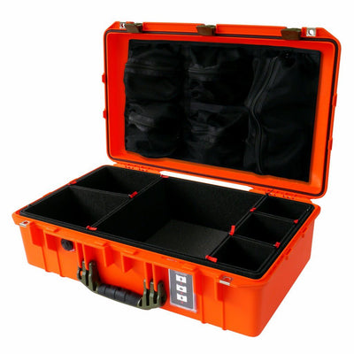 Pelican 1555 Air Case, Orange with OD Green Handle & Latches TrekPak Divider System with Mesh Lid Organizer ColorCase 015550-0120-150-130