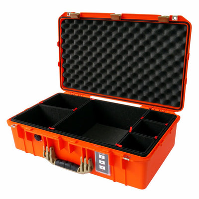 Pelican 1555 Air Case, Orange with Desert Tan Handle & Latches TrekPak Divider System with Convolute Lid Foam ColorCase 015550-0020-150-310