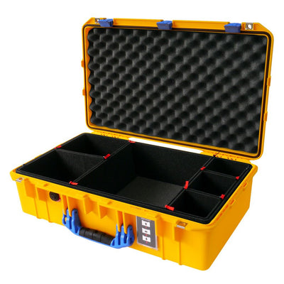 Pelican 1555 Air Case, Yellow with Blue Handle & Latches TrekPak Divider System with Convolute Lid Foam ColorCase 015550-0020-240-120