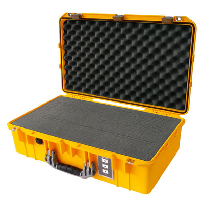 Pelican 1555 Air Case, Yellow with Silver Handle & Latches Pick & Pluck Foam with Convolute Lid Foam ColorCase 015550-0001-240-180
