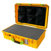 Pelican 1555 Air Case, Yellow with Lime Green Handle & Latches Pick & Pluck Foam with Mesh Lid Organizer ColorCase 015550-0101-240-300