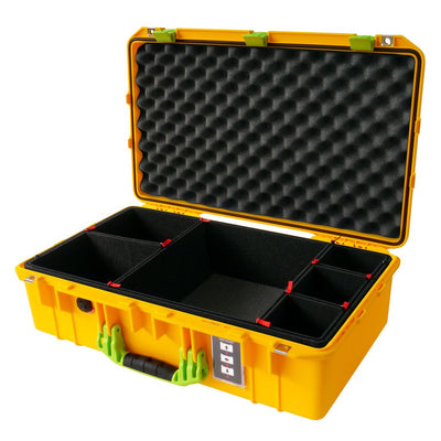 Pelican 1555 Air Case, Yellow with Lime Green Handle & Latches TrekPak Divider System with Convolute Lid Foam ColorCase 015550-0020-240-300