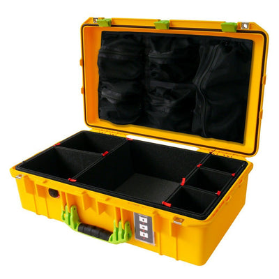 Pelican 1555 Air Case, Yellow with Lime Green Handle & Latches TrekPak Divider System with Mesh Lid Organizer ColorCase 015550-0120-240-300