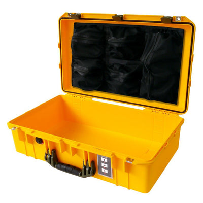 Pelican 1555 Air Case, Yellow with OD Green Handle & Latches Mesh Lid Organizer Only ColorCase 015550-0100-240-130