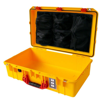 Pelican 1555 Air Case, Yellow with Red Handle & Latches Mesh Lid Organizer Only ColorCase 015550-0100-240-320