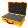 Pelican 1555 Air Case, Yellow with Red Handle & Latches Pick & Pluck Foam with Convolute Lid Foam ColorCase 015550-0001-240-320