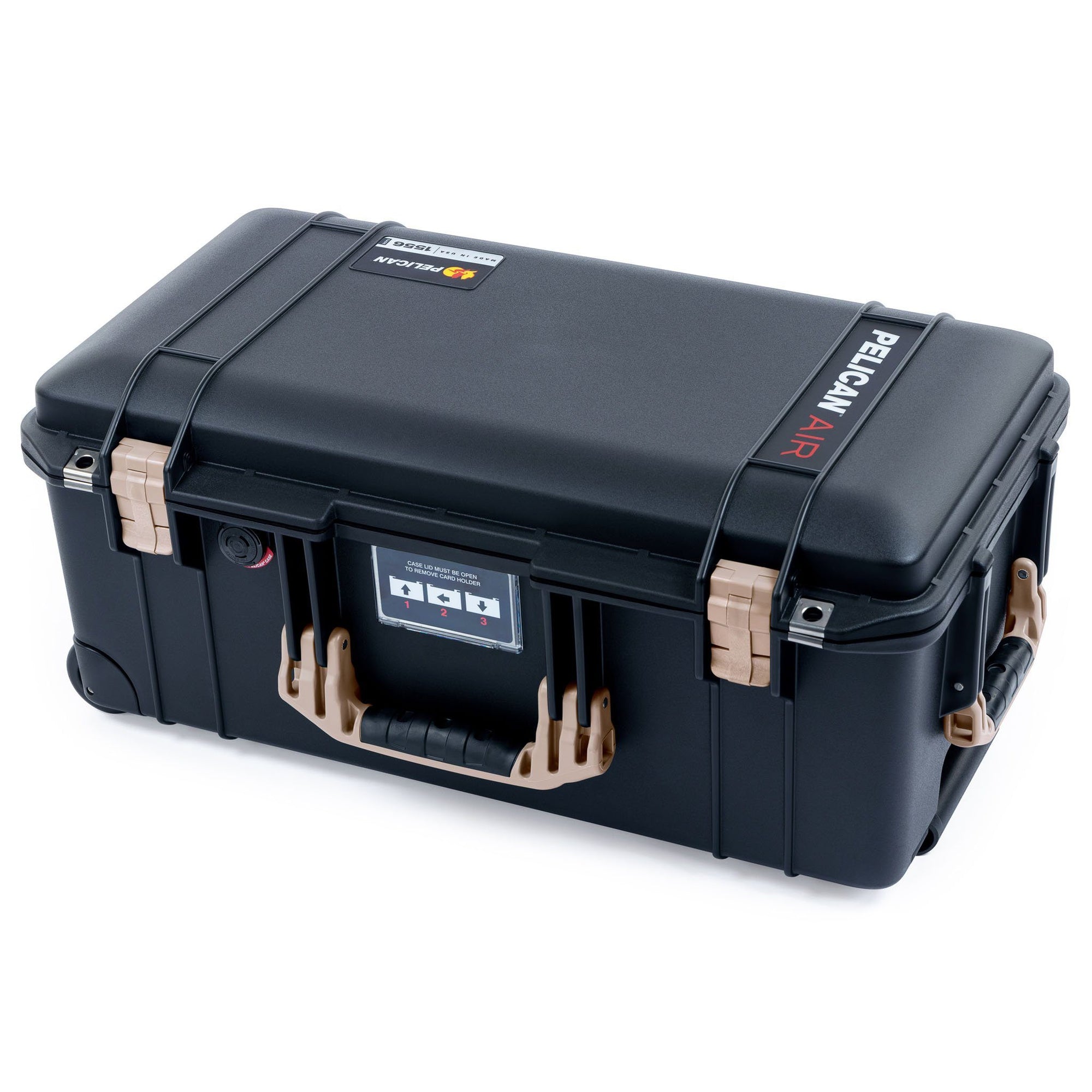 Pelican 1556 Air Case, Black with Desert Tan Handles & Latches ColorCase 