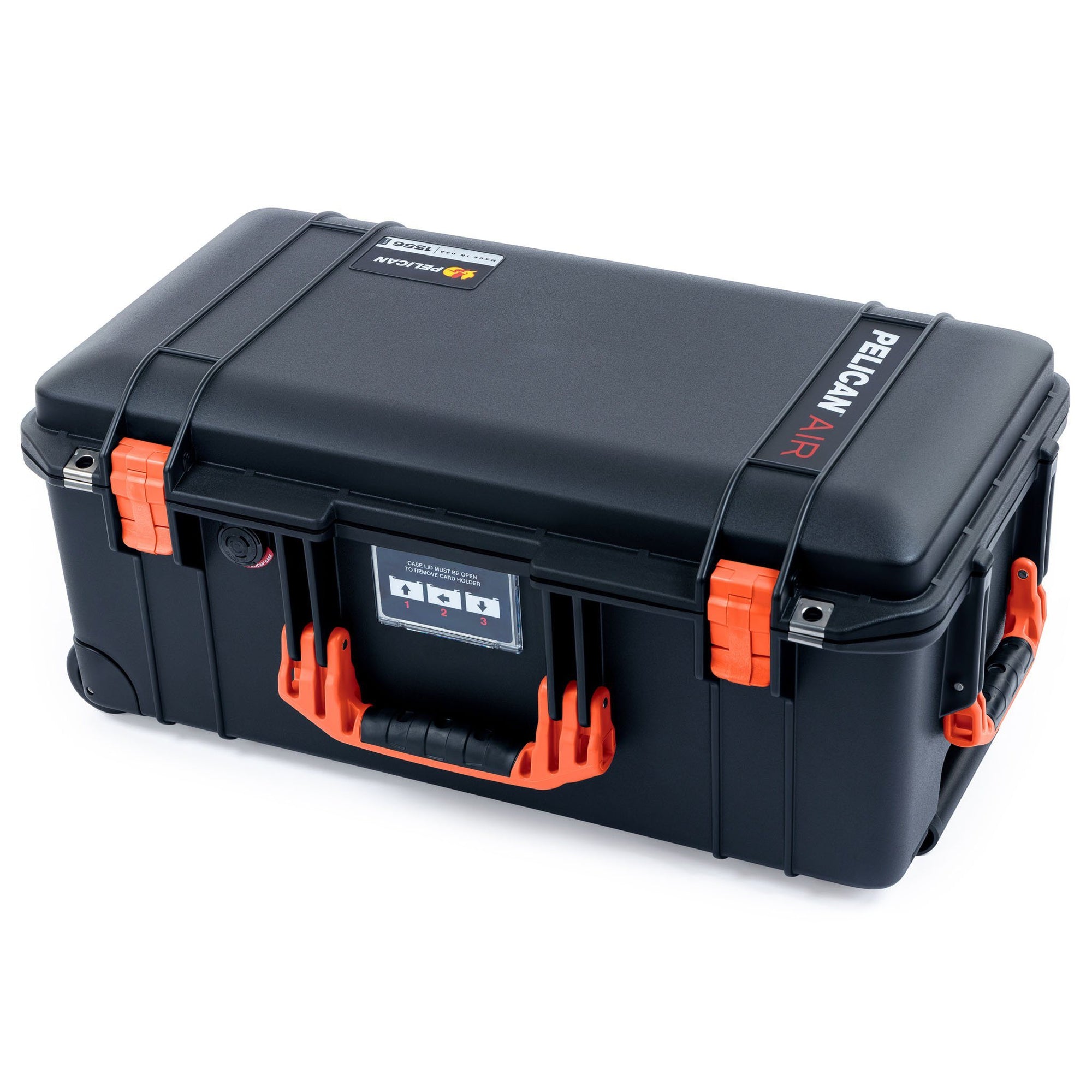 Pelican 1556 Air Case, Black with Orange Handles & Latches ColorCase 