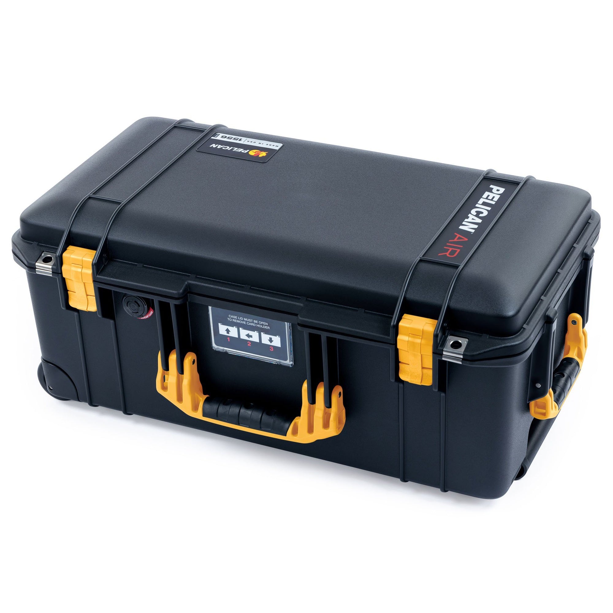 Pelican 1556 Air Case, Black with Yellow Handles & Latches ColorCase 