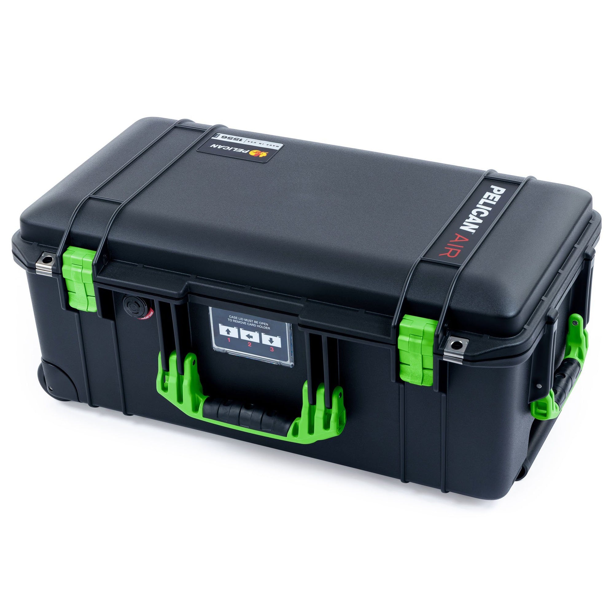 Pelican 1556 Air Case, Black with Lime Green Handles & Latches ColorCase 