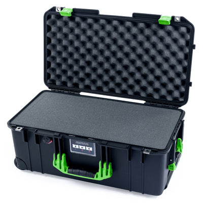 Pelican 1556 Air Case, Black with Lime Green Handles & Latches Pick & Pluck Foam with Convolute Lid Foam ColorCase 015560-0001-110-300