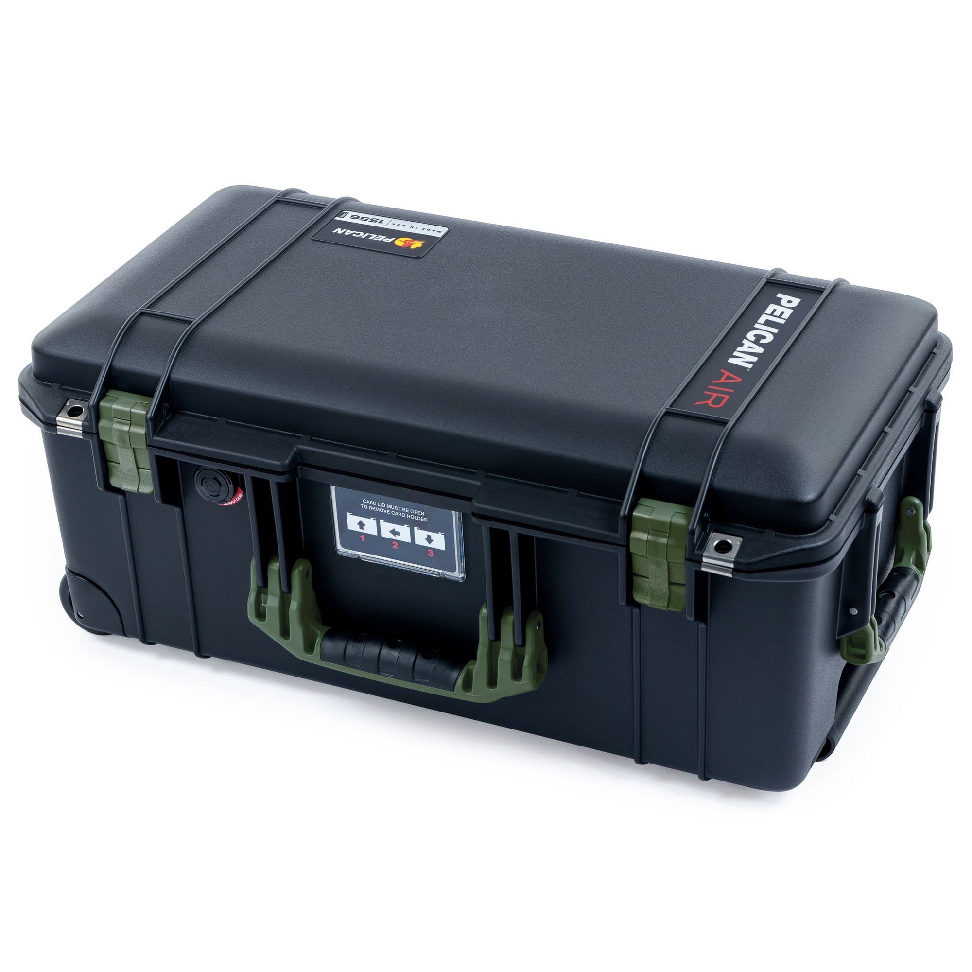 Pelican 1556 Air Case, Black with OD Green Handles & Latches ColorCase 