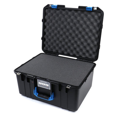 Pelican 1557 Air Case, Black with Blue Handle & Latches Pick & Pluck Foam with Convolute Lid Foam ColorCase 015570-0001-110-120