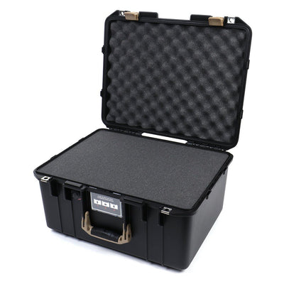 Pelican 1557 Air Case, Black with Desert Tan Handle & Latches Pick & Pluck Foam with Convolute Lid Foam ColorCase 015570-0001-110-310