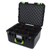 Pelican 1557 Air Case, Black with Lime Green Handle & Latches TrekPak Divider System with Convolute Lid Foam ColorCase 015570-0020-110-300