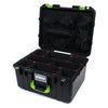 Pelican 1557 Air Case, Black with Lime Green Handle & Latches TrekPak Divider System with Mesh Lid Organizer ColorCase 015570-0120-110-300