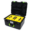 Pelican 1557 Air Case, Black with Lime Green Handle & Latches Yellow Padded Microfiber Dividers with Mesh Lid Organizer ColorCase 015570-0110-110-300