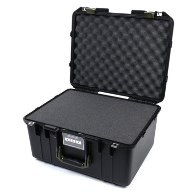 Pelican 1557 Air Case, Black with OD Green Handle & Latches Pick & Pluck Foam with Convolute Lid Foam ColorCase 015570-0001-110-130