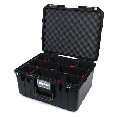 Pelican 1557 Air Case, Black with OD Green Handle & Latches TrekPak Divider System with Convolute Lid Foam ColorCase 015570-0020-110-130