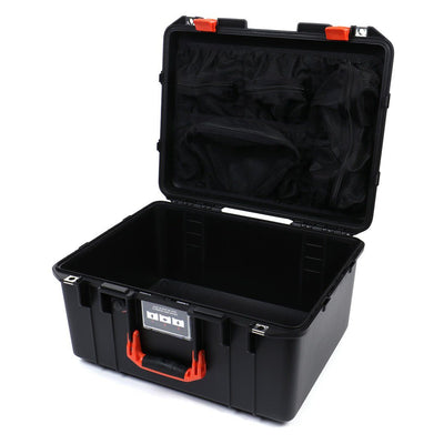 Pelican 1557 Air Case, Black with Orange Handle & Latches Mesh Lid Organizer Only ColorCase 015570-0100-110-150