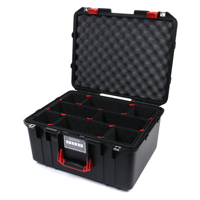 Pelican 1557 Air Case, Black with Red Handle & Latches TrekPak Divider System with Convolute Lid Foam ColorCase 015570-0020-110-320