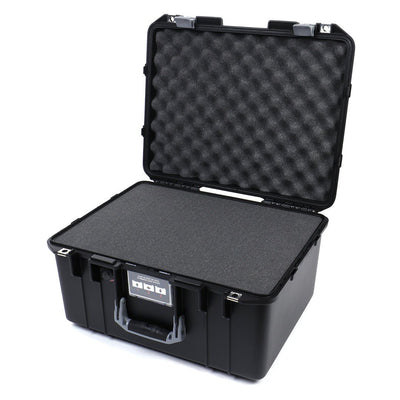 Pelican 1557 Air Case, Black with Silver Handle & Latches Pick & Pluck Foam with Convolute Lid Foam ColorCase 015570-0001-110-180