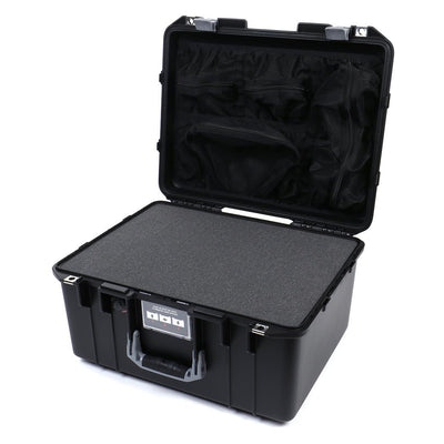 Pelican 1557 Air Case, Black with Silver Handle & Latches Pick & Pluck Foam with Mesh Lid Organizer ColorCase 015570-0101-110-180