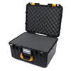 Pelican 1557 Air Case, Black with Yellow Handle & Latches Pick & Pluck Foam with Convolute Lid Foam ColorCase 015570-0001-110-240