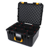 Pelican 1557 Air Case, Black with Yellow Handle & Latches TrekPak Divider System with Convolute Lid Foam ColorCase 015570-0020-110-240