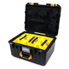 Pelican 1557 Air Case, Black with Yellow Handle & Latches Yellow Padded Microfiber Dividers with Mesh Lid Organizer ColorCase 015570-0110-110-240