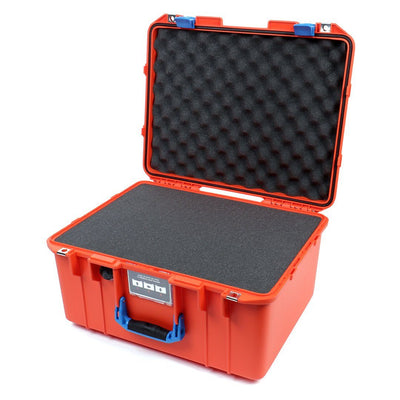 Pelican 1557 Air Case, Orange with Blue Handle & Latches Pick & Pluck Foam with Convolute Lid Foam ColorCase 015570-0001-150-120