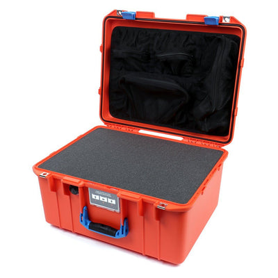 Pelican 1557 Air Case, Orange with Blue Handle & Latches Pick & Pluck Foam with Mesh Lid Organizer ColorCase 015570-0101-150-120