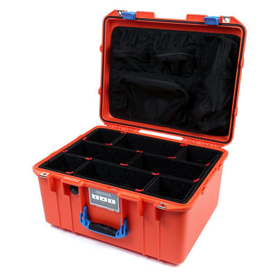 Pelican 1557 Air Case, Orange with Blue Handle & Latches TrekPak Divider System with Mesh Lid Organizer ColorCase 015570-0120-150-120