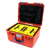 Pelican 1557 Air Case, Orange with Blue Handle & Latches Yellow Padded Microfiber Dividers with Mesh Lid Organizer ColorCase 015570-0110-150-120