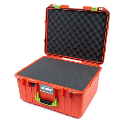 Pelican 1557 Air Case, Orange with Lime Green Handle & Latches Pick & Pluck Foam with Convolute Lid Foam ColorCase 015570-0001-150-300