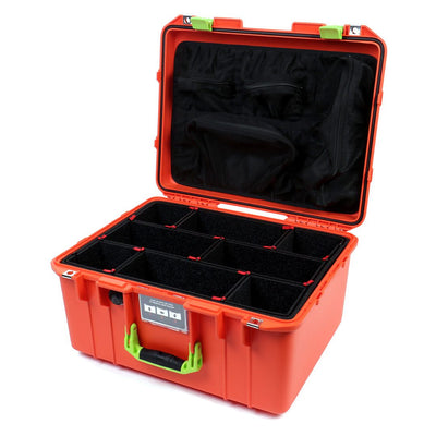 Pelican 1557 Air Case, Orange with Lime Green Handle & Latches TrekPak Divider System with Mesh Lid Organizer ColorCase 015570-0120-150-300