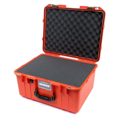 Pelican 1557 Air Case, Orange with OD Green Handle & Latches Pick & Pluck Foam with Convolute Lid Foam ColorCase 015570-0001-150-130