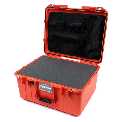 Pelican 1557 Air Case, Orange with Red Handle & Latches Pick & Pluck Foam with Mesh Lid Organizer ColorCase 015570-0101-150-320