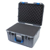 Pelican 1557 Air Case, Silver with Blue Handle & Latches Pick & Pluck Foam with Convolute Lid Foam ColorCase 015570-0001-180-120
