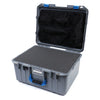 Pelican 1557 Air Case, Silver with Blue Handle & Latches Pick & Pluck Foam with Mesh Lid Organizer ColorCase 015570-0101-180-120