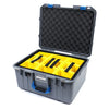 Pelican 1557 Air Case, Silver with Blue Handle & Latches Yellow Padded Microfiber Dividers with Convolute Lid Foam ColorCase 015570-0010-180-120